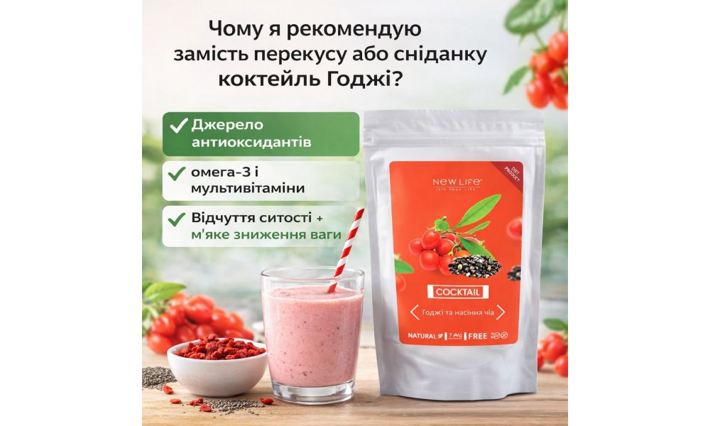Коктейль з ягодами годжі на сніданок: корисна альтернатива перекусу та швидкому сніданку